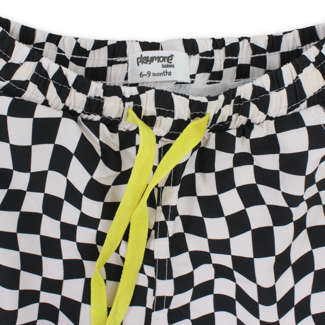 Baby Boys Swimsuit Short – Black & White Squares