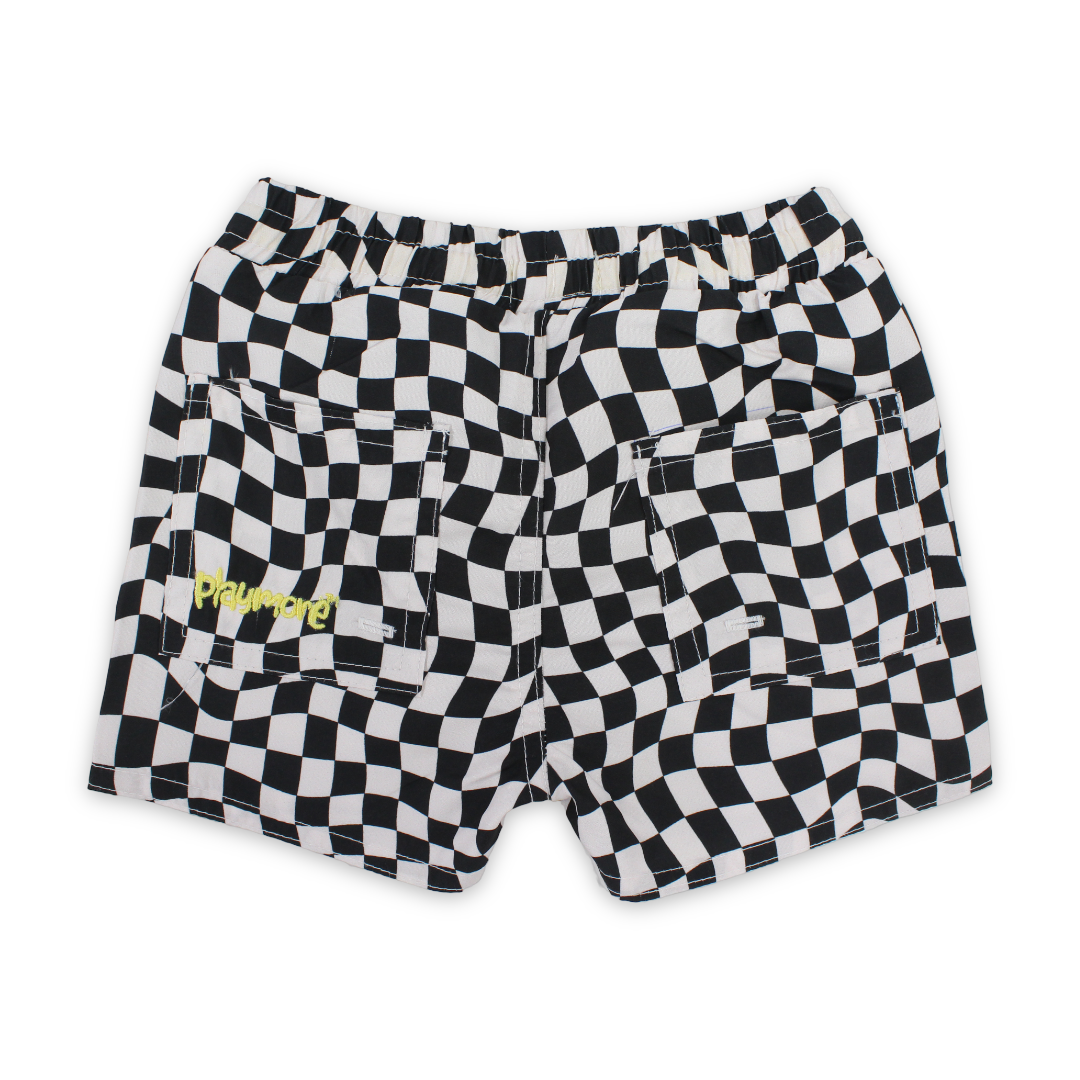Baby Boys Swimsuit Short – Black & White Squares