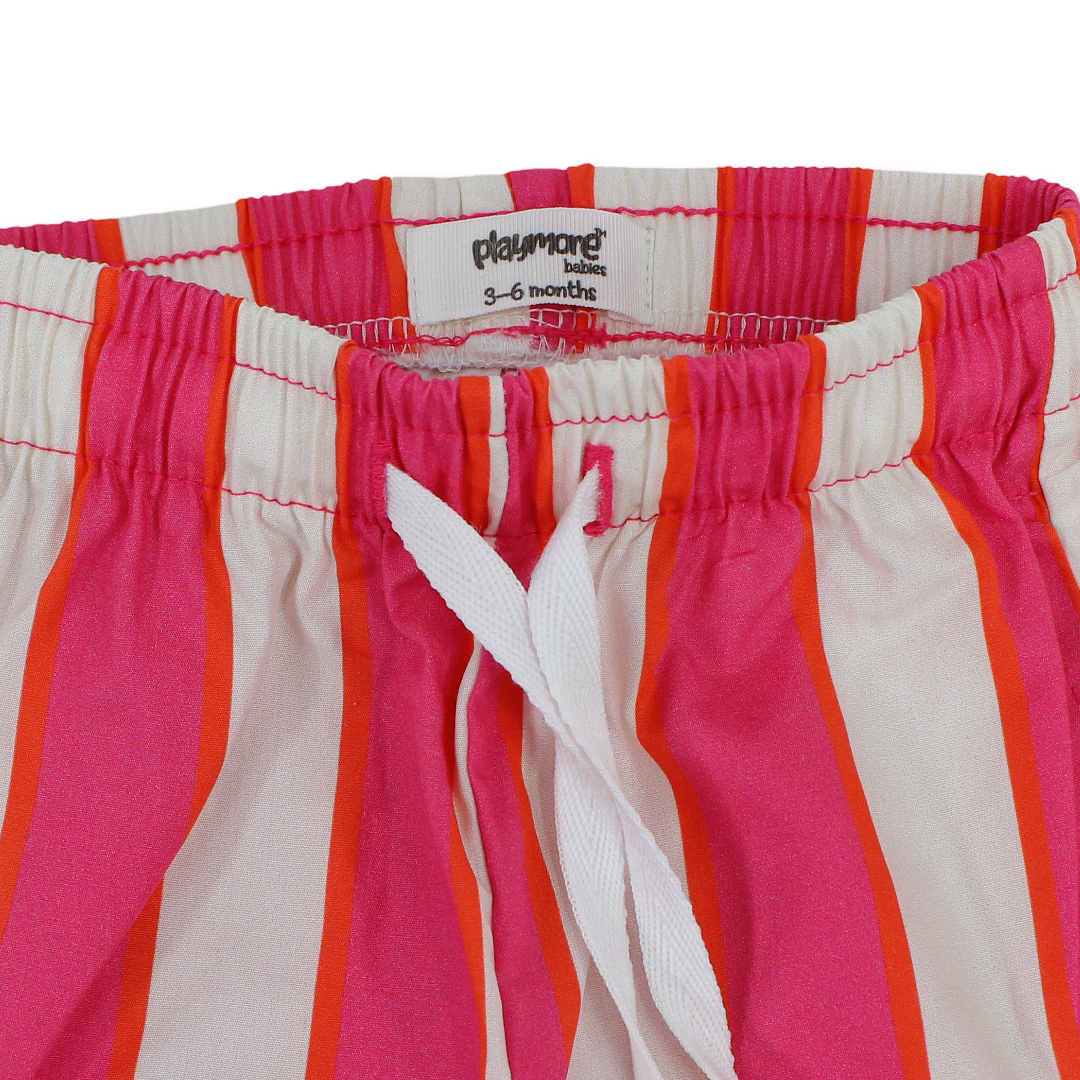 Baby Girls Cotton Pants – Fuchsia & Off-White ( cotton )