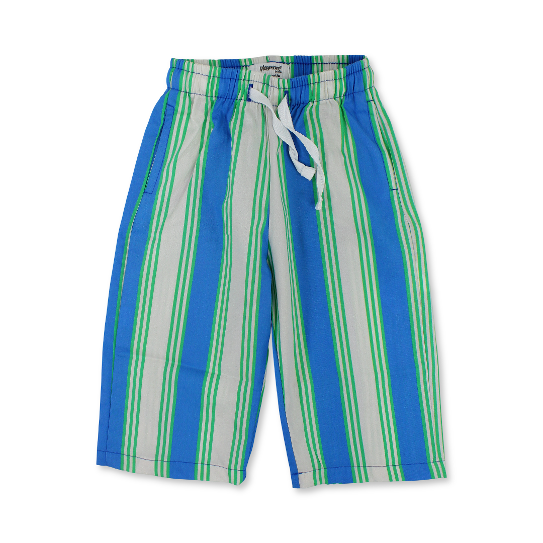 Unisex Baby Cotton Pants – Blue & Off-White