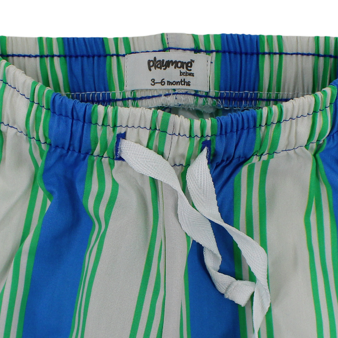 Unisex Baby Cotton Pants – Blue & Off-White