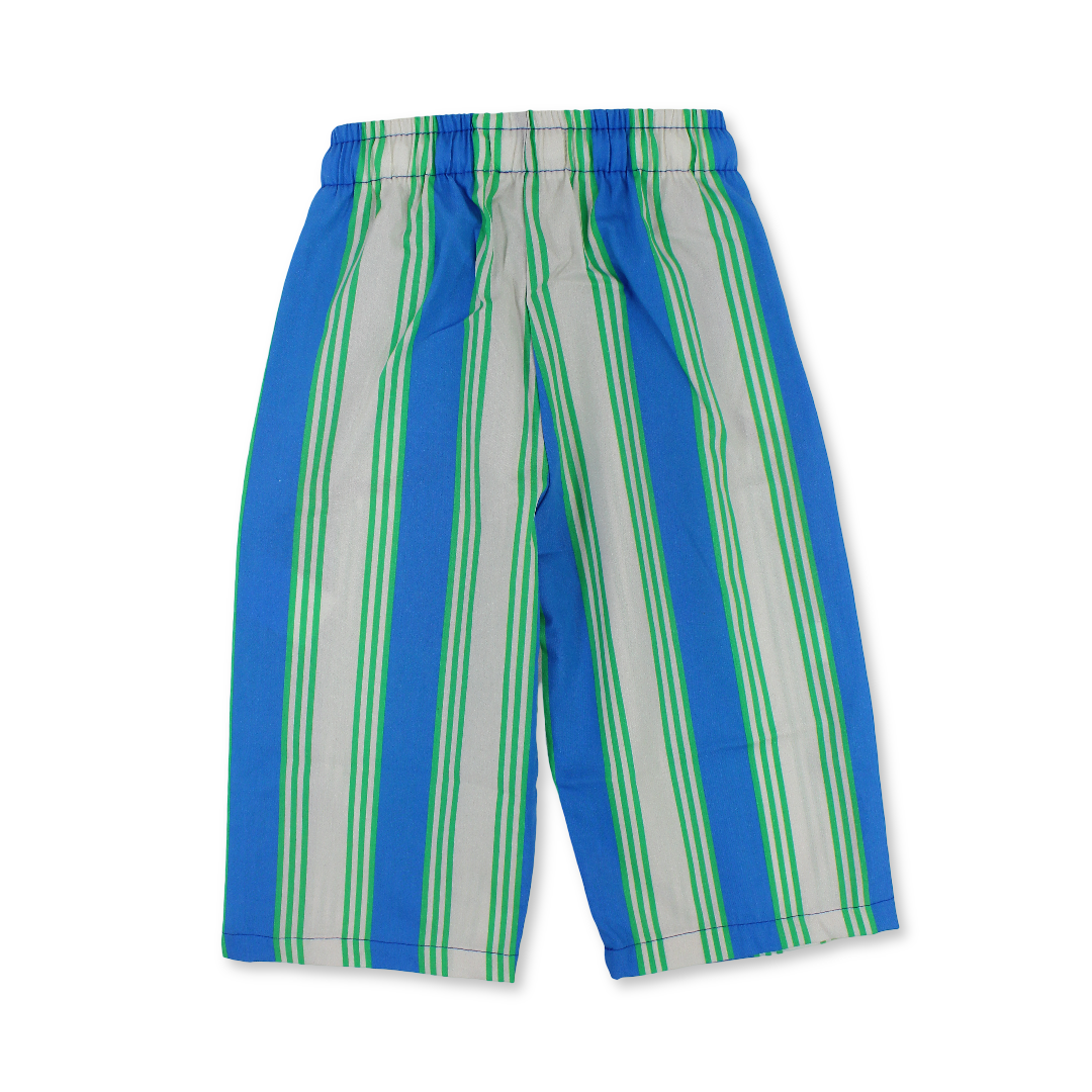 Unisex Baby Cotton Pants – Blue & Off-White