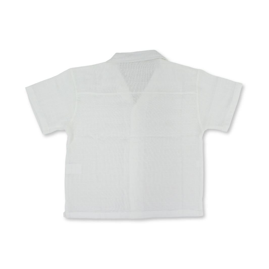 Boys Linen Short-Sleeved Shirt – White