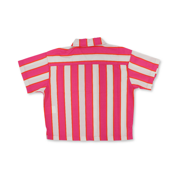 Girls Cotton Shirt – Fuchsia & Off-White