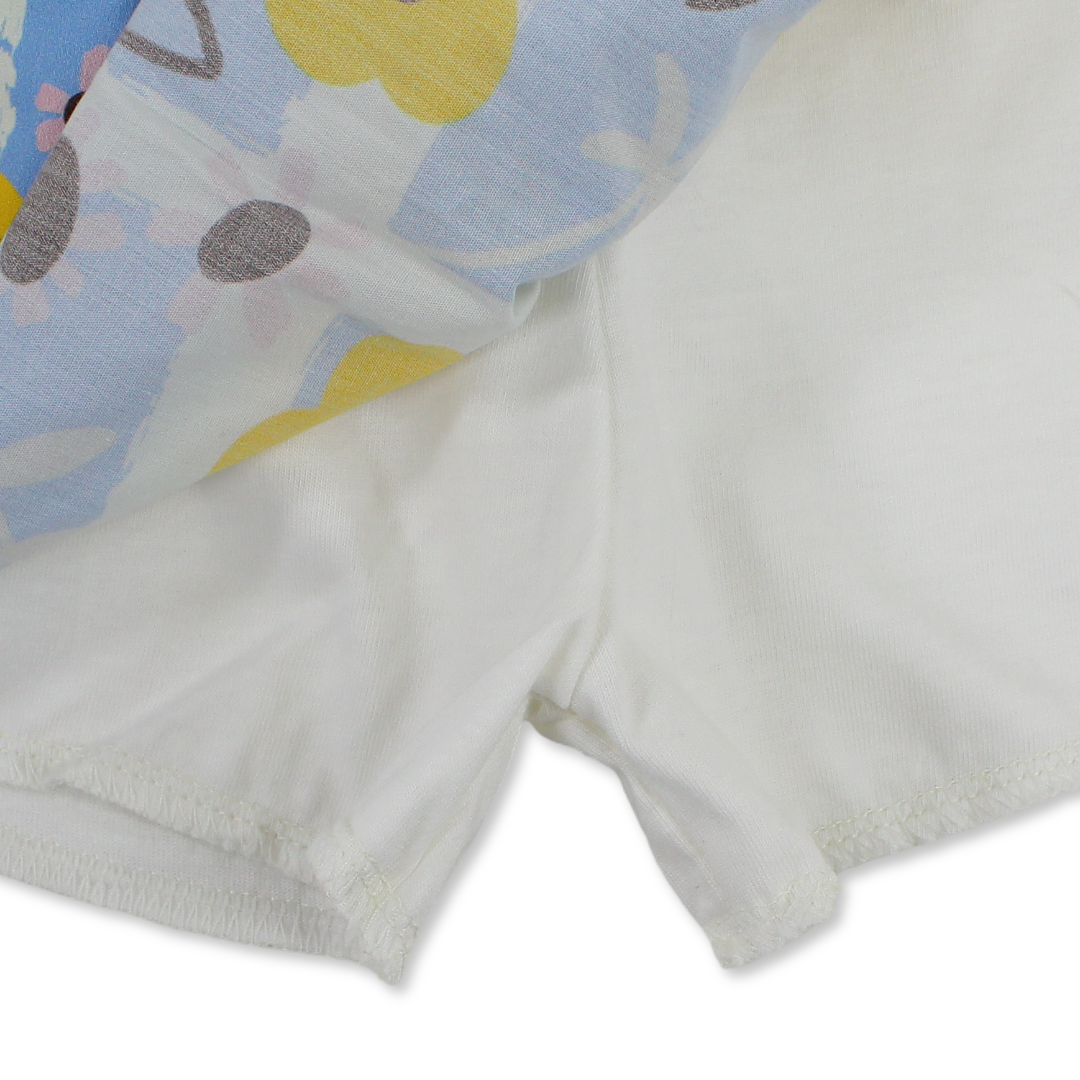 Girls Cotton Skirt – Baby Blue with Flowers Print