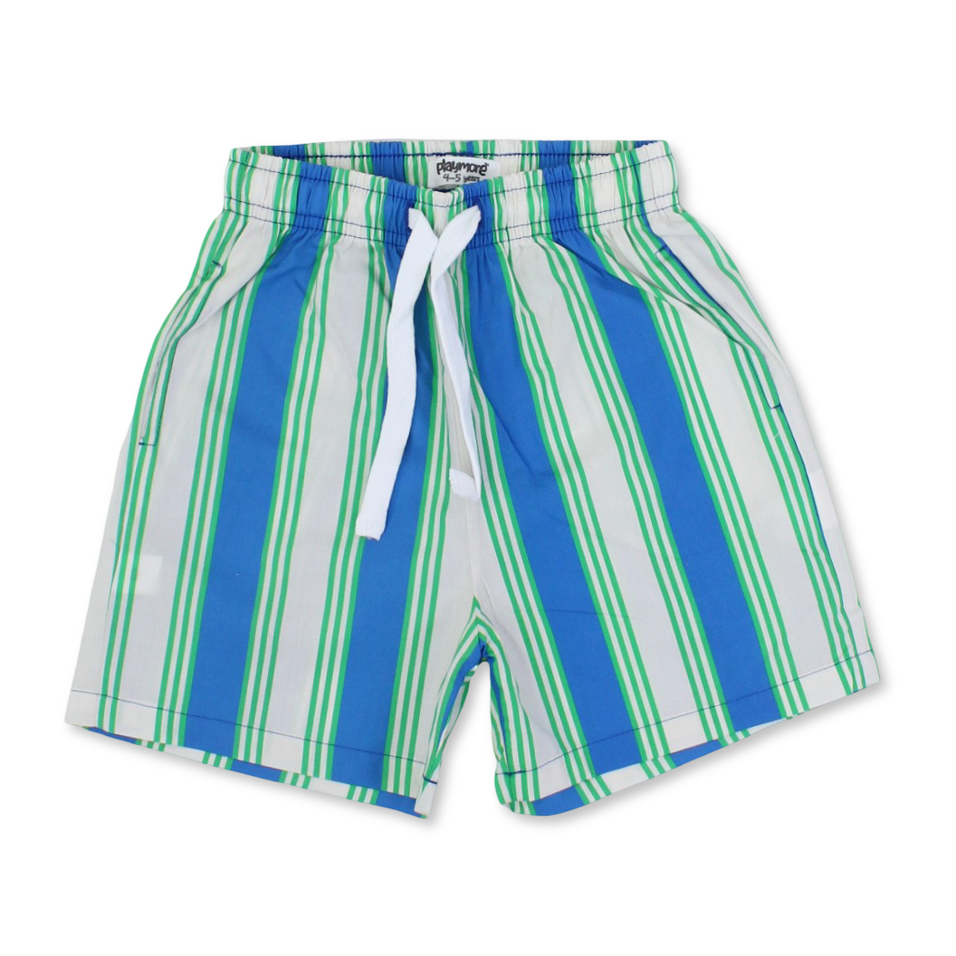 Boys Cotton Shorts – Blue & Off-White