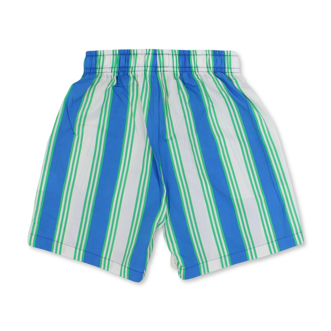 Boys Cotton Shorts – Blue & Off-White
