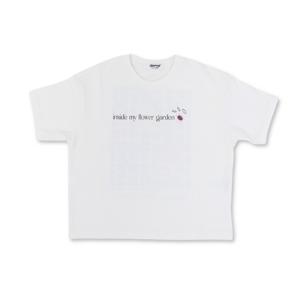 Girls Cotton T-Shirt – Off-White "Inside My Flower Garden" Print