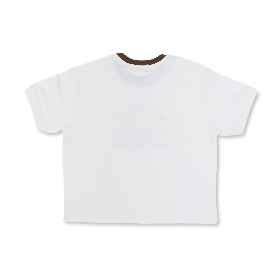 Boys Cotton T-Shirt – Off-White with "Get Outside" Print
