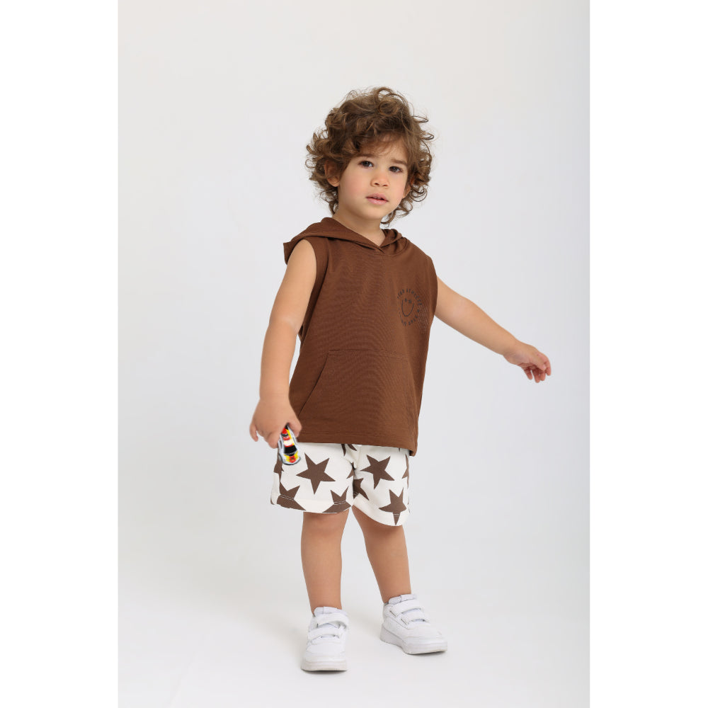 Baby Boys Cotton Shorts – Off-White with Stars Print - Clothing - Playmore