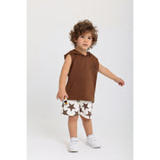 Baby Boys Cotton Shorts – Off-White with Stars Print