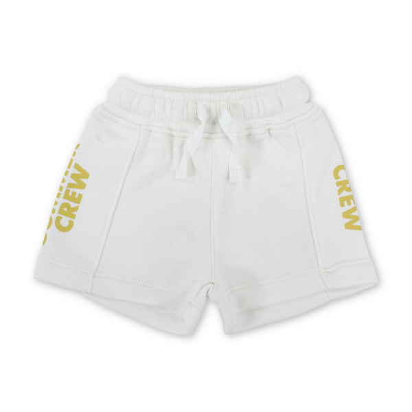 Unisex Baby Cotton Short – Off-White with "Summer Crew" Print
