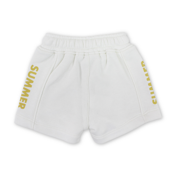 Unisex Baby Cotton Short – Off-White with "Summer Crew" Print