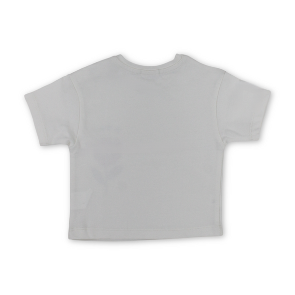 Baby Girls Cotton T-Shirt – Off-White with Flower Print