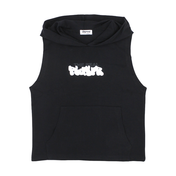Boys Cotton Hooded Sleeveless T-Shirt – Black