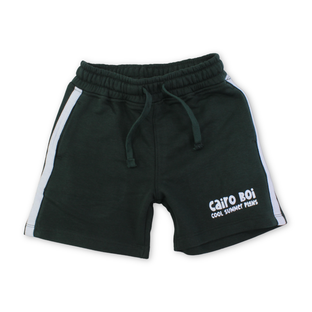 Boys Cotton Short – Olive with "Cairo Boi" Print