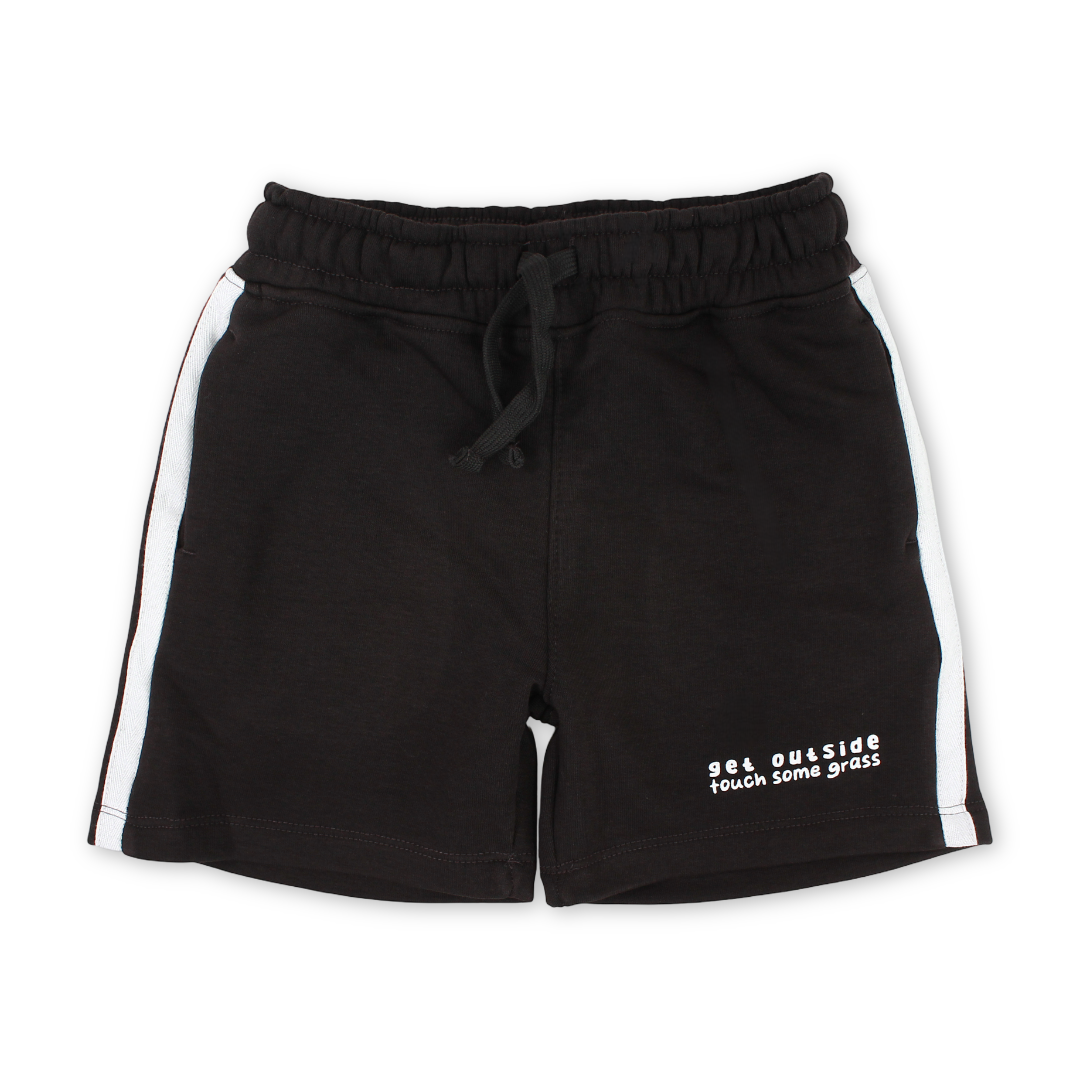 Boys Cotton Short – Brown with "Get Out Side" Print