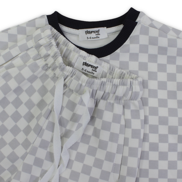 Baby Boys Cotton Outfit Set – Off-White & Grey with "Good Days No Repeat" Print