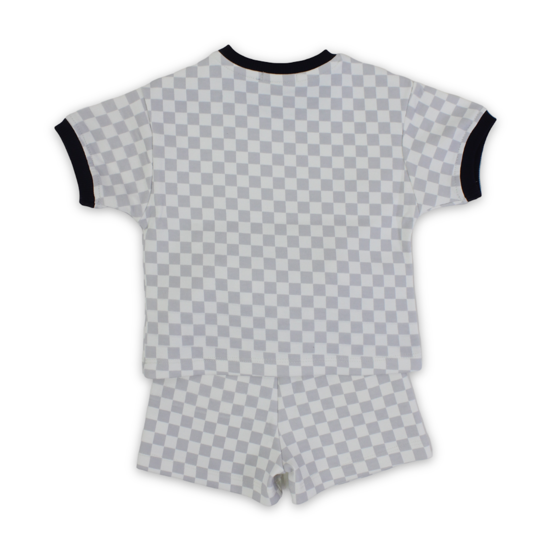 Baby Boys Cotton Outfit Set – Off-White & Grey with "Good Days No Repeat" Print