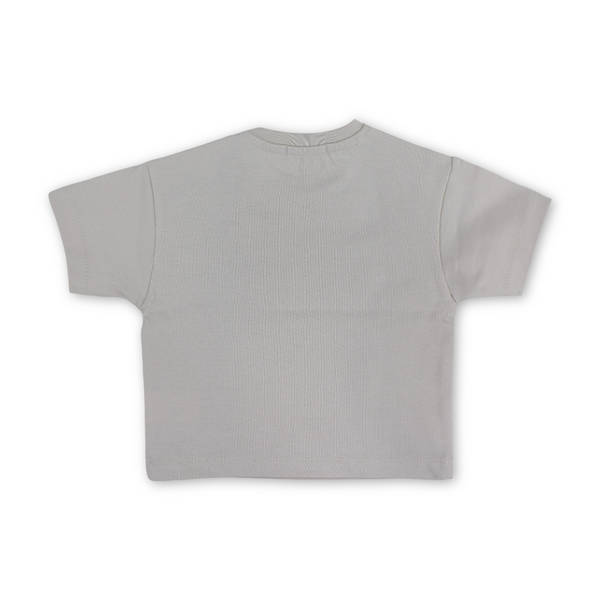 Baby Boys Cotton T-Shirt – Beige with "Play More" Print