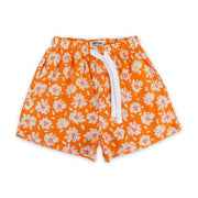 Girls Cotton Short – Orange with Flowers Print