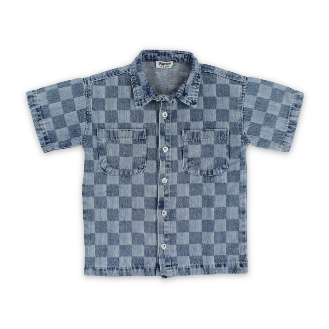 Boys Cotton Denim Karua Shirt – Blue