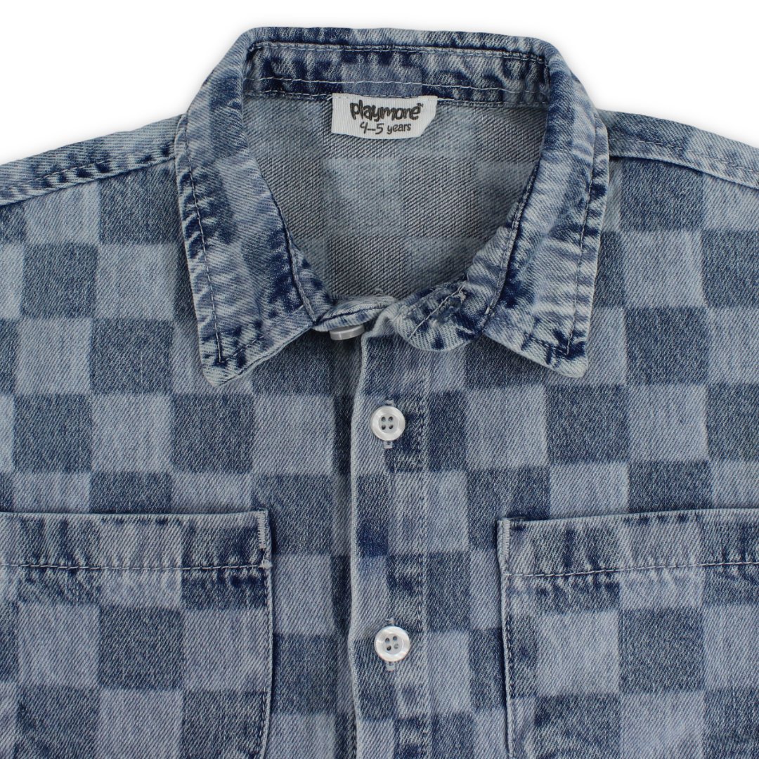 Boys Cotton Denim Karua Shirt – Blue