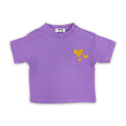Baby Girls Cotton T-Shirt – Purple with Hearts Embroidery
