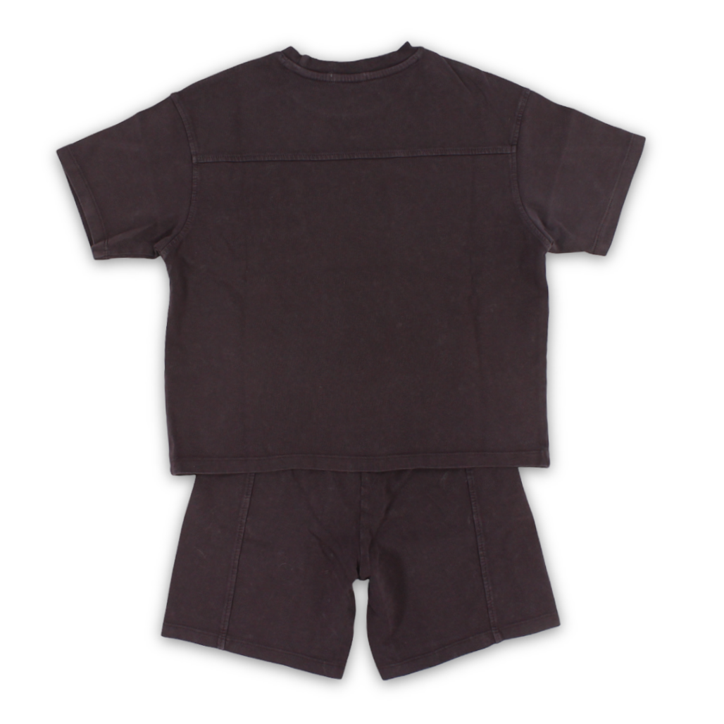 Boys Cotton Outfit Set – Brown with "Play Crew" Embroidery