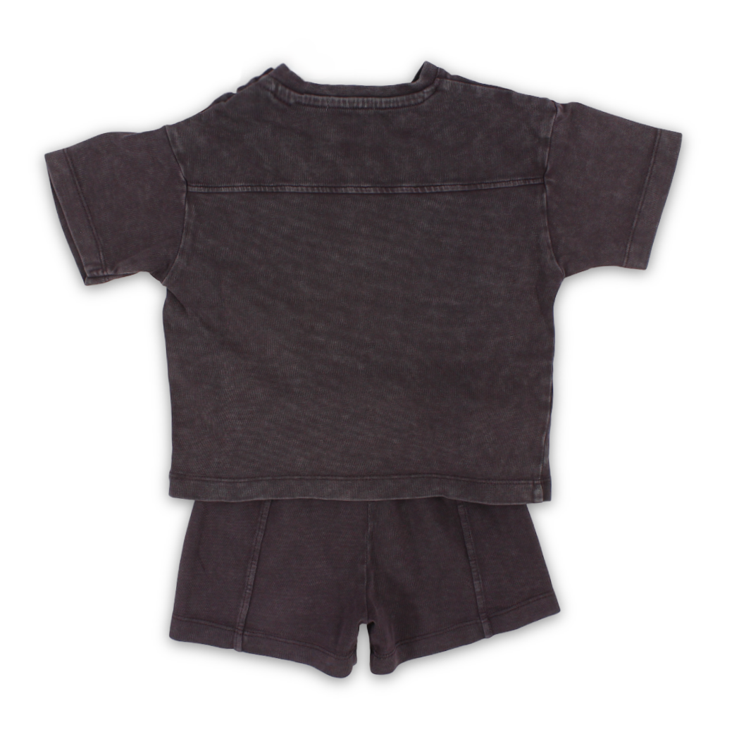 Baby Boys Cotton Outfit Set – Brown with "Play Crew" Embroidery