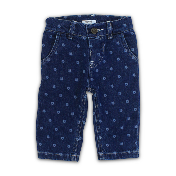 Baby Girls Denim Pants – Floral Print