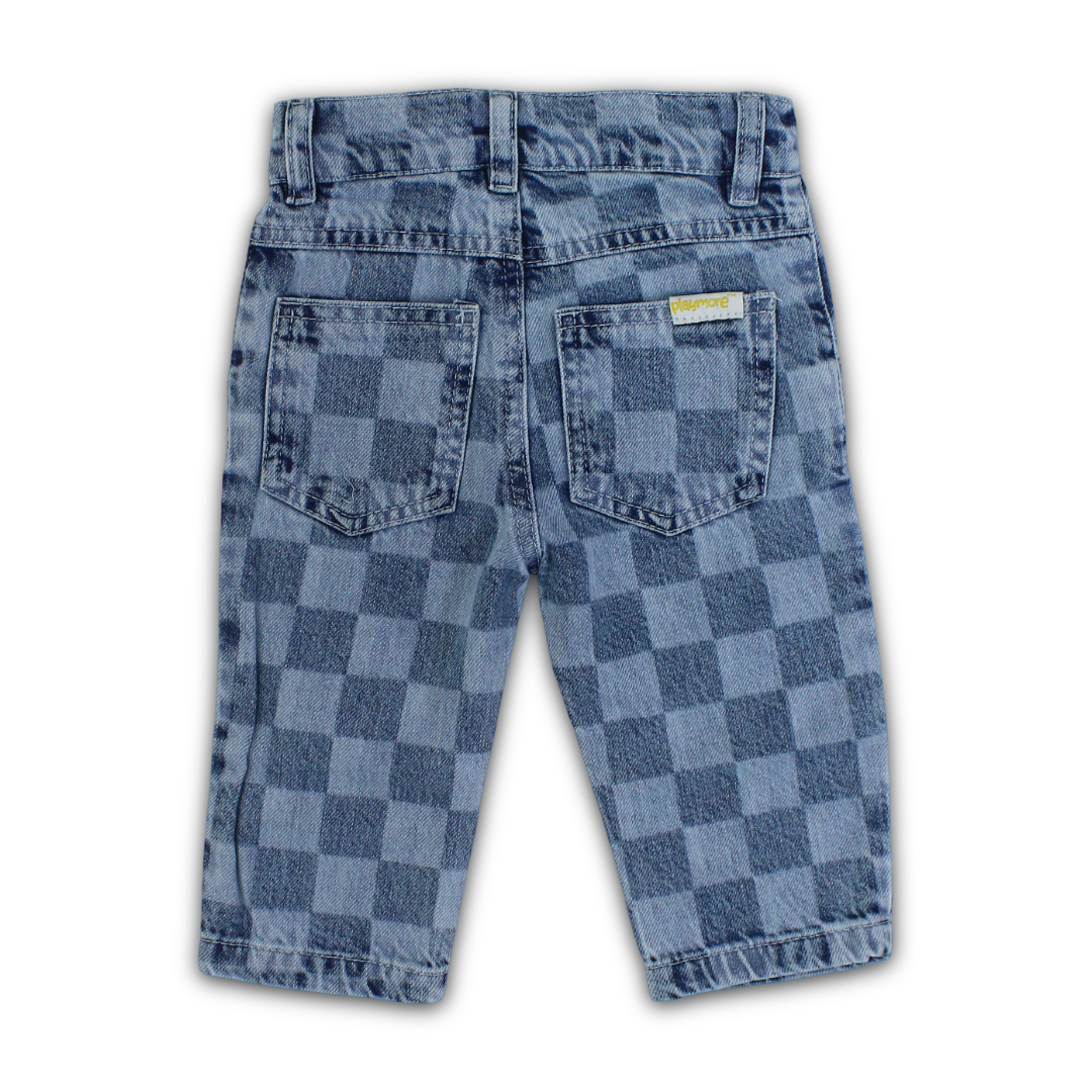 Unisex Checkered Denim Pants