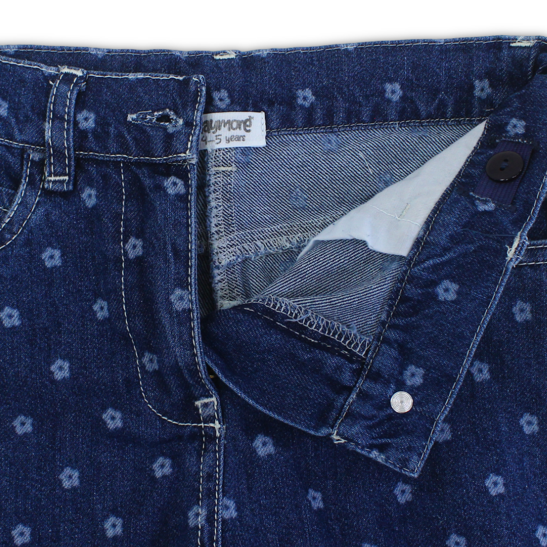 Girls Denim Pants – Floral Print