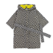 Boys Waterproof Swim Robe – Black & White with Squares Print