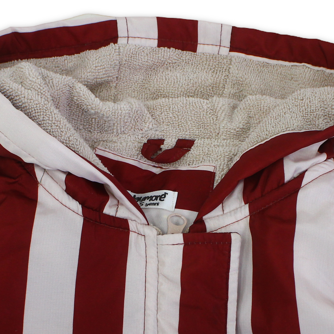 Boys Waterproof Swim Robe – Marron & White Striped Print