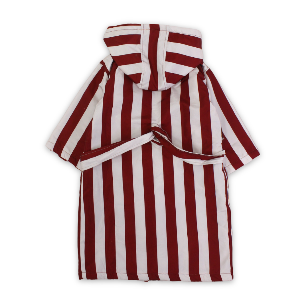Boys Waterproof Swim Robe – Marron & White Striped Print