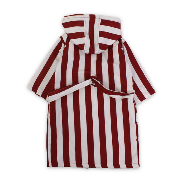 Boys Waterproof Swim Robe – Marron & White Striped Print
