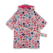 Girls Waterproof Swim Robe – Pink with Sea Creatures Print