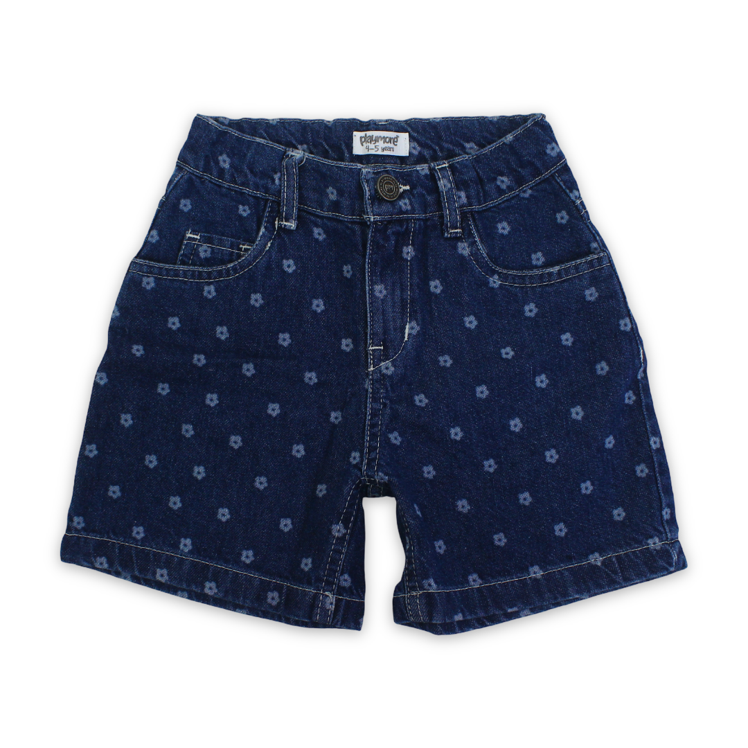 Girls Denim Short – Floral Print