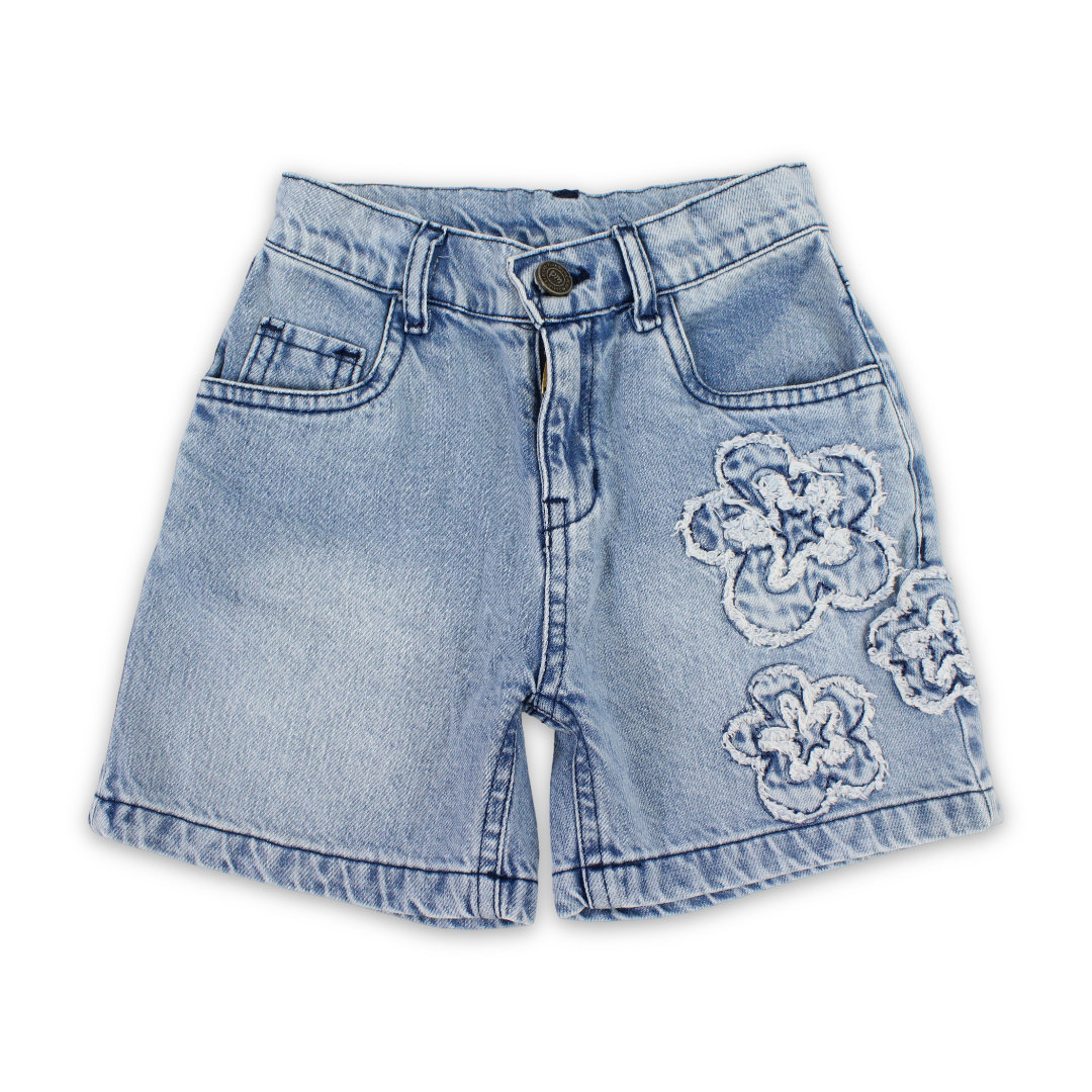 Girls Denim Shorts – Flowers Embroidery
