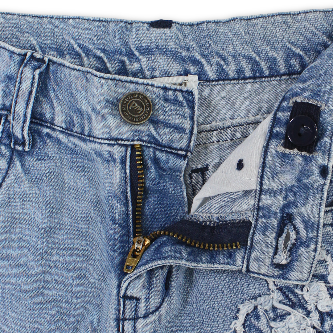 Girls Denim Shorts – Flowers Embroidery