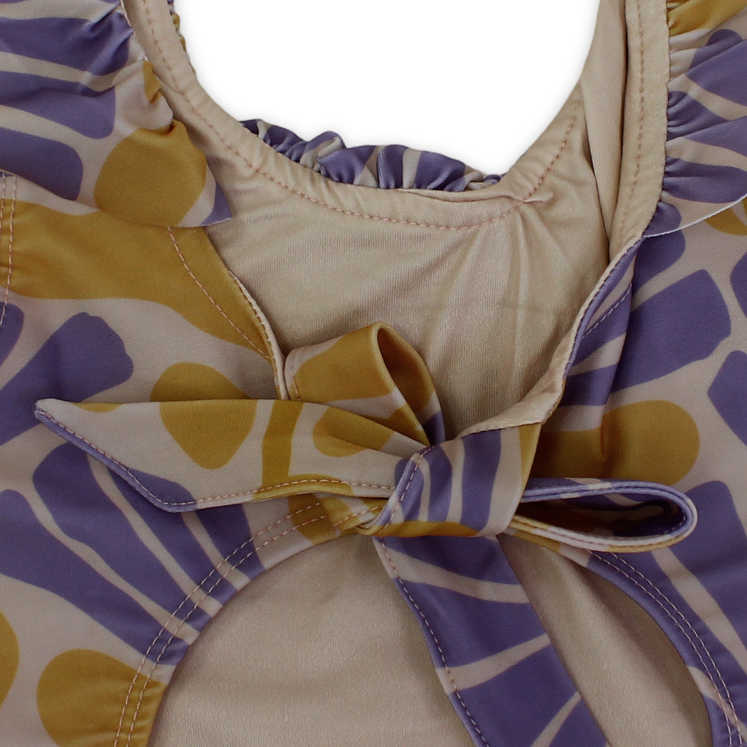 Girls One-Piece Swimsuit – Printed Orange & Purple