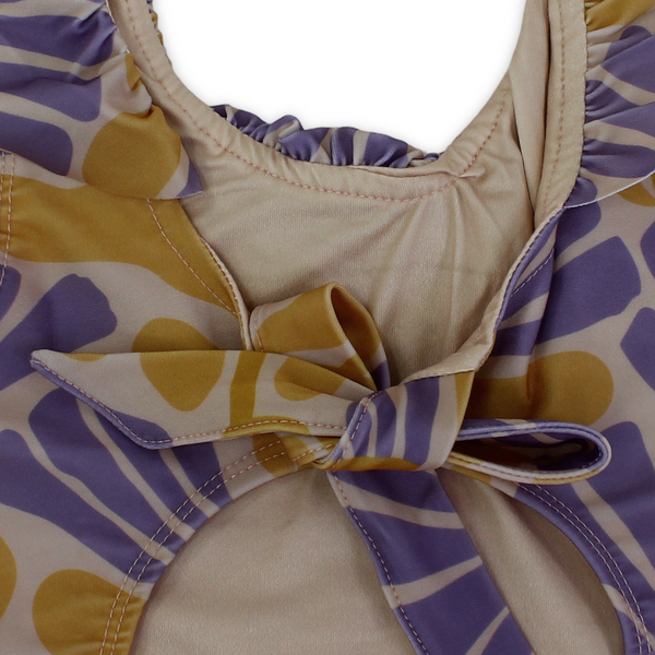 Girls One-Piece Swimsuit – Printed Orange & Purple
