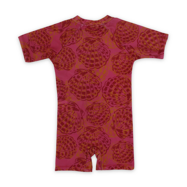 Baby Girls One-Piece Swimsuit – Printed Maroon