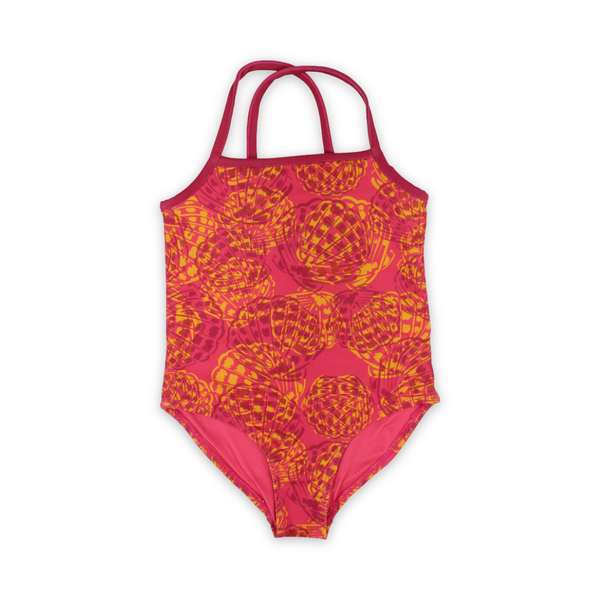 Girls One-Piece Swimsuit – Printed Maroon