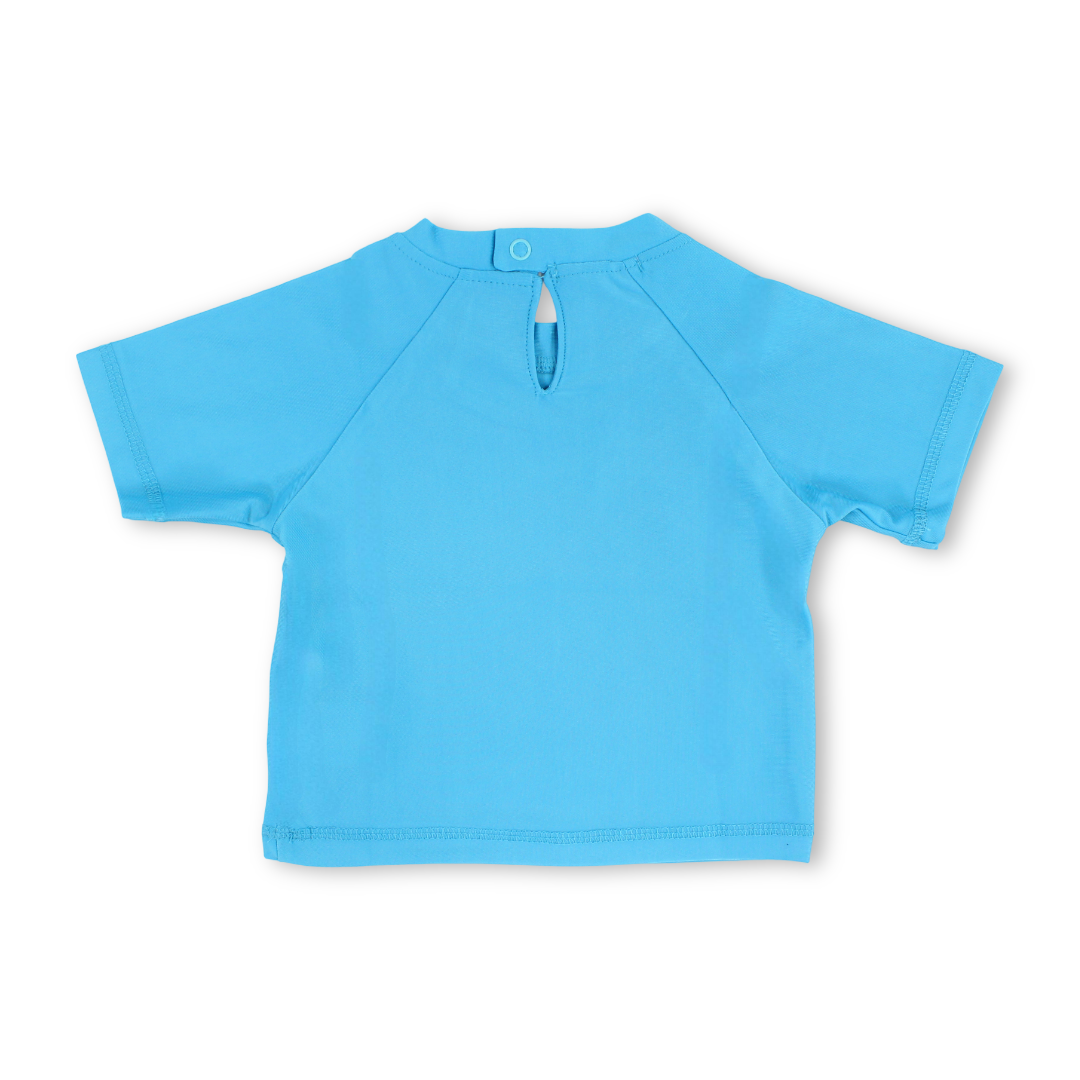Baby Boys Rash Guard – Turquoise with "North Coast Waves" Print