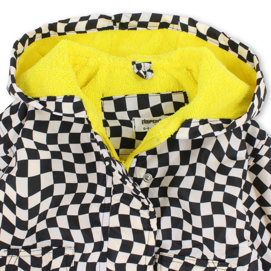 Baby Boys Waterproof Swim Robe – Black & White Checkered