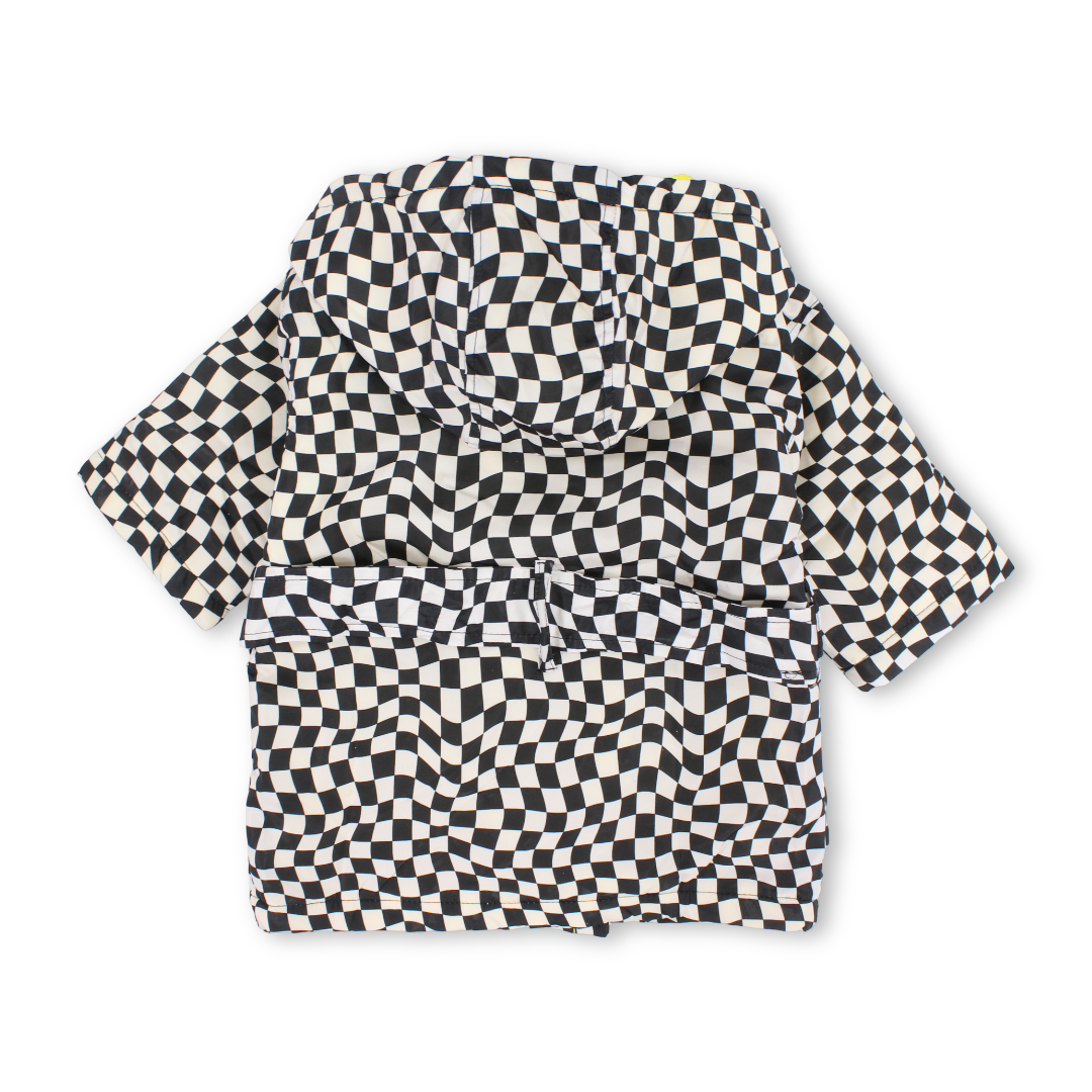 Baby Boys Waterproof Swim Robe – Black & White Checkered