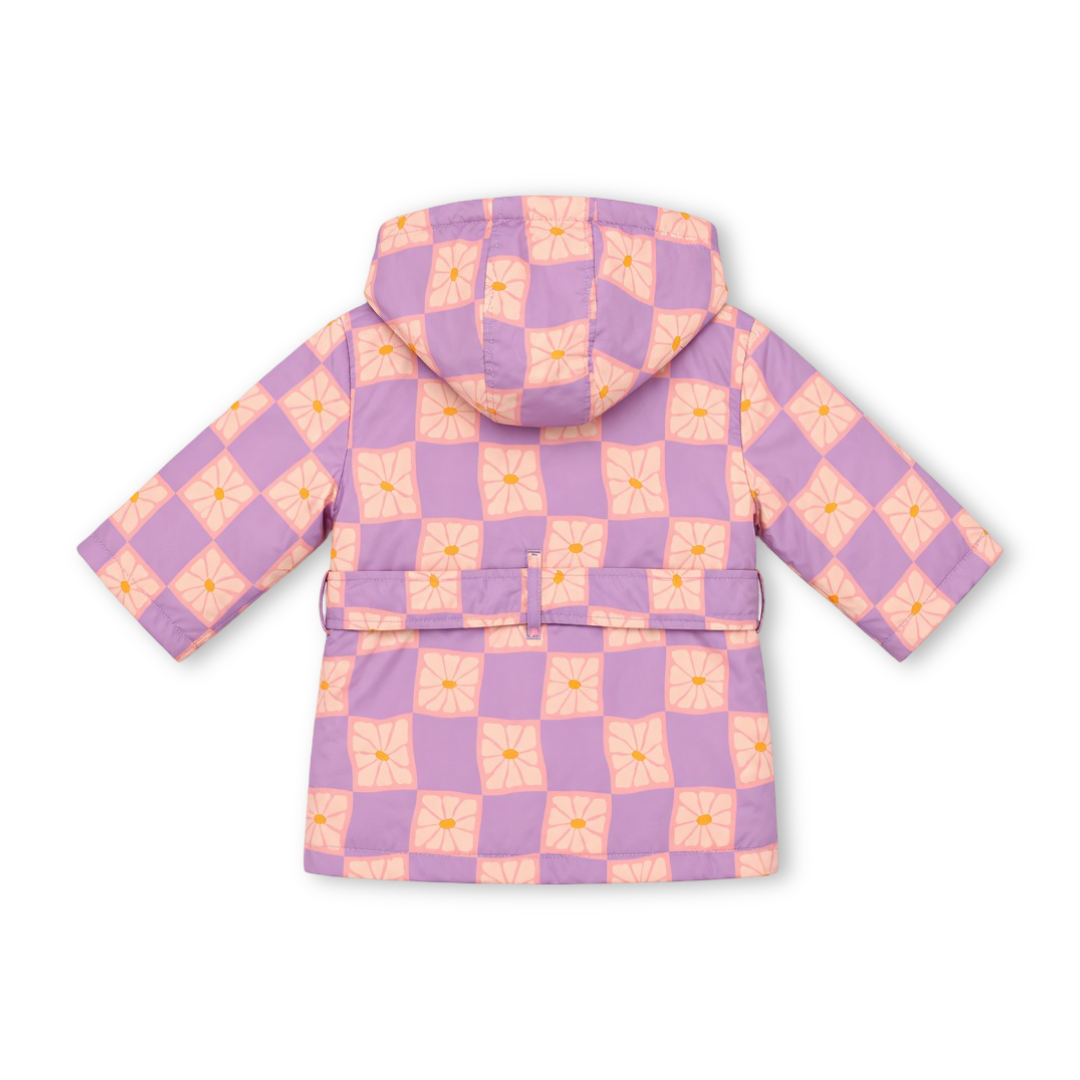 Baby Girls Waterproof Swim Robe – Dusty Pink & Purple Checkered