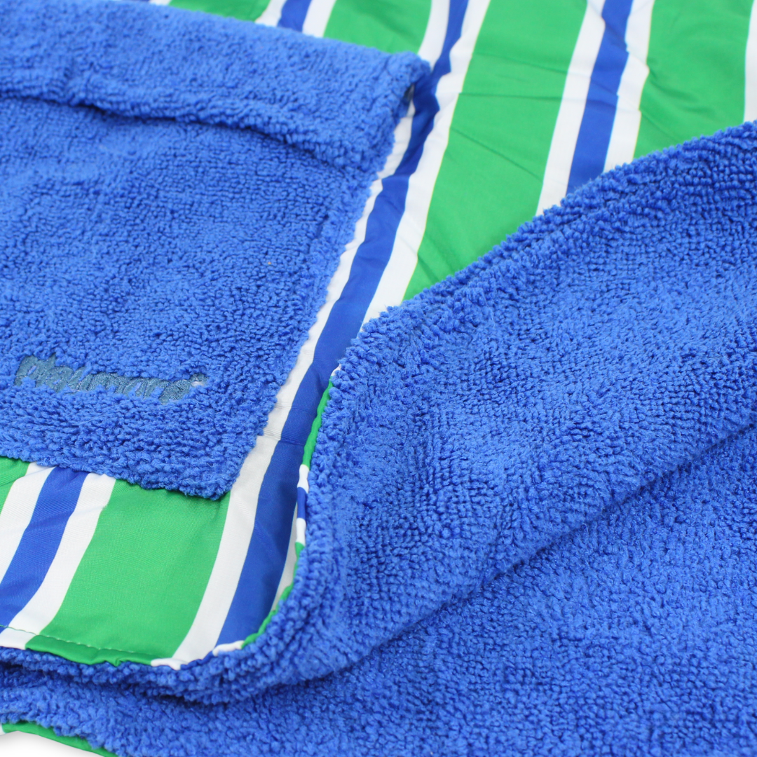 Boys Waterproof Poncho – Green & White Striped
